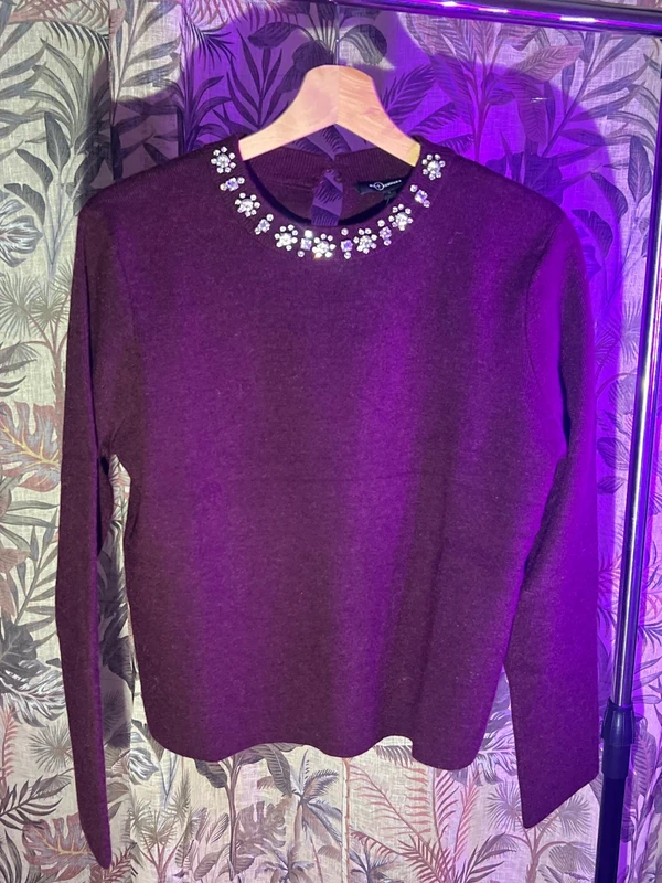 Pull violet à col bijou – Élégance & raffinement - Miniature 3