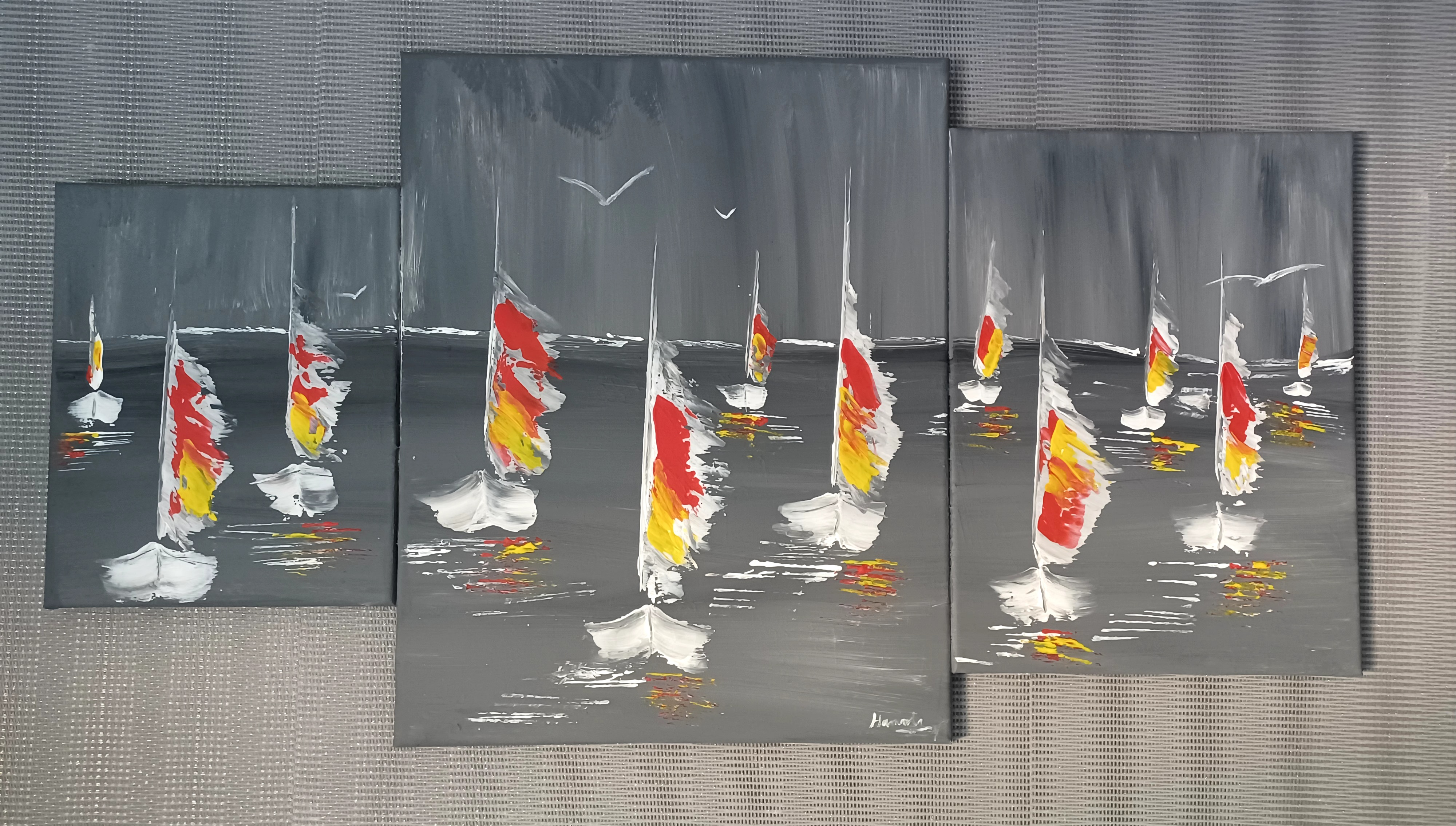 Tableau peinture main marine