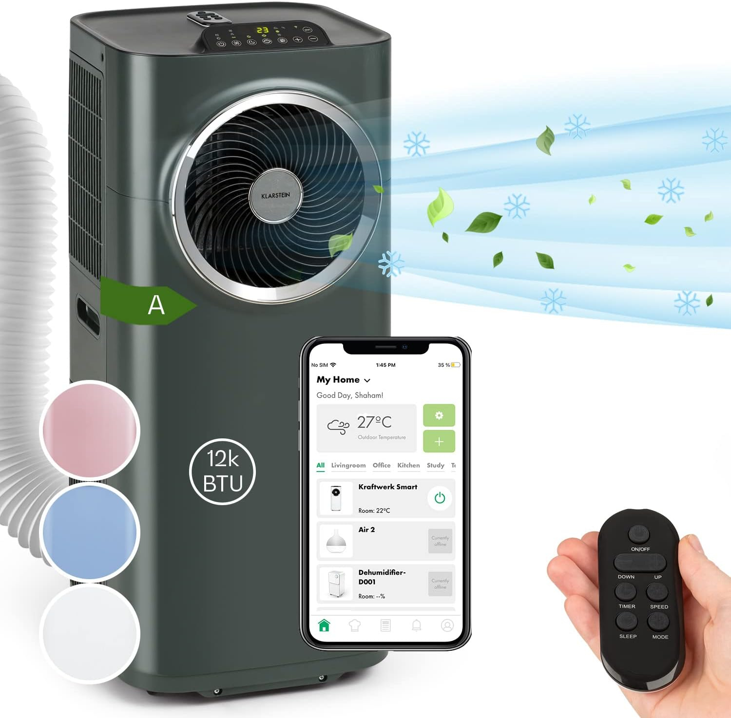 Klarstein Climatiseur Mobile Silencieux, Smart Climatisation Portable