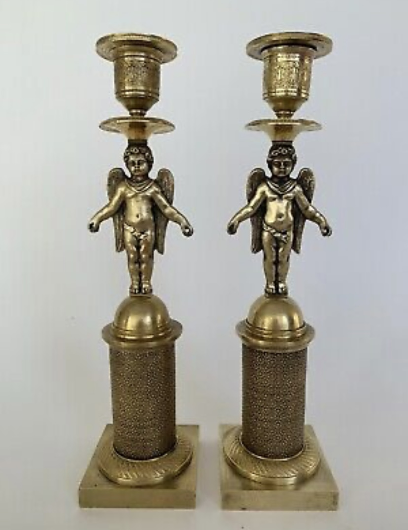 Paire de bougeoirs en Bronze - Miniature 4