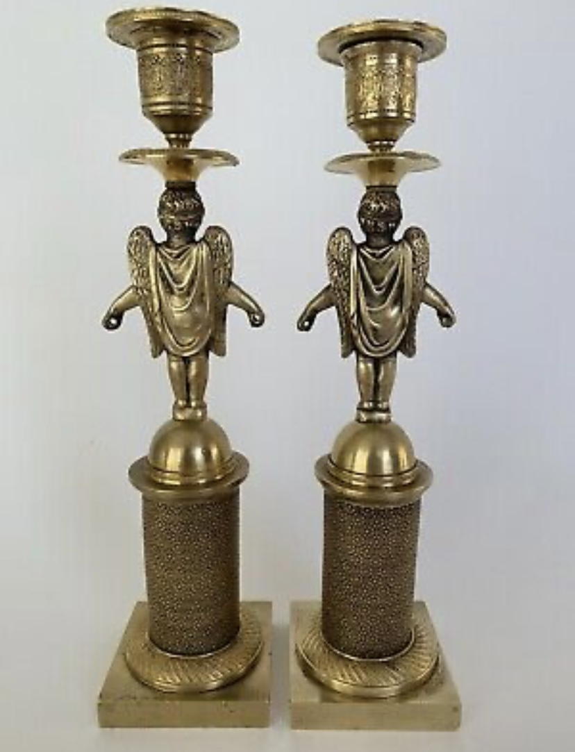 Paire de bougeoirs en Bronze - Miniature 5