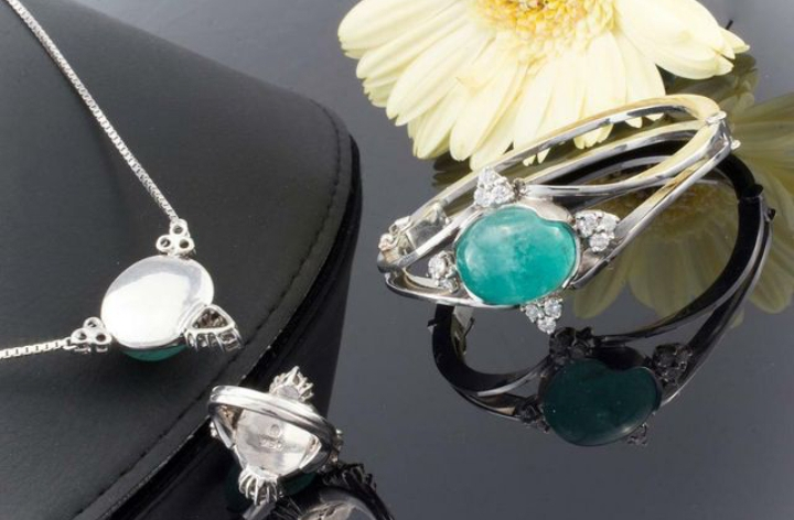 bijoux femme/chrysocolla Or blanc