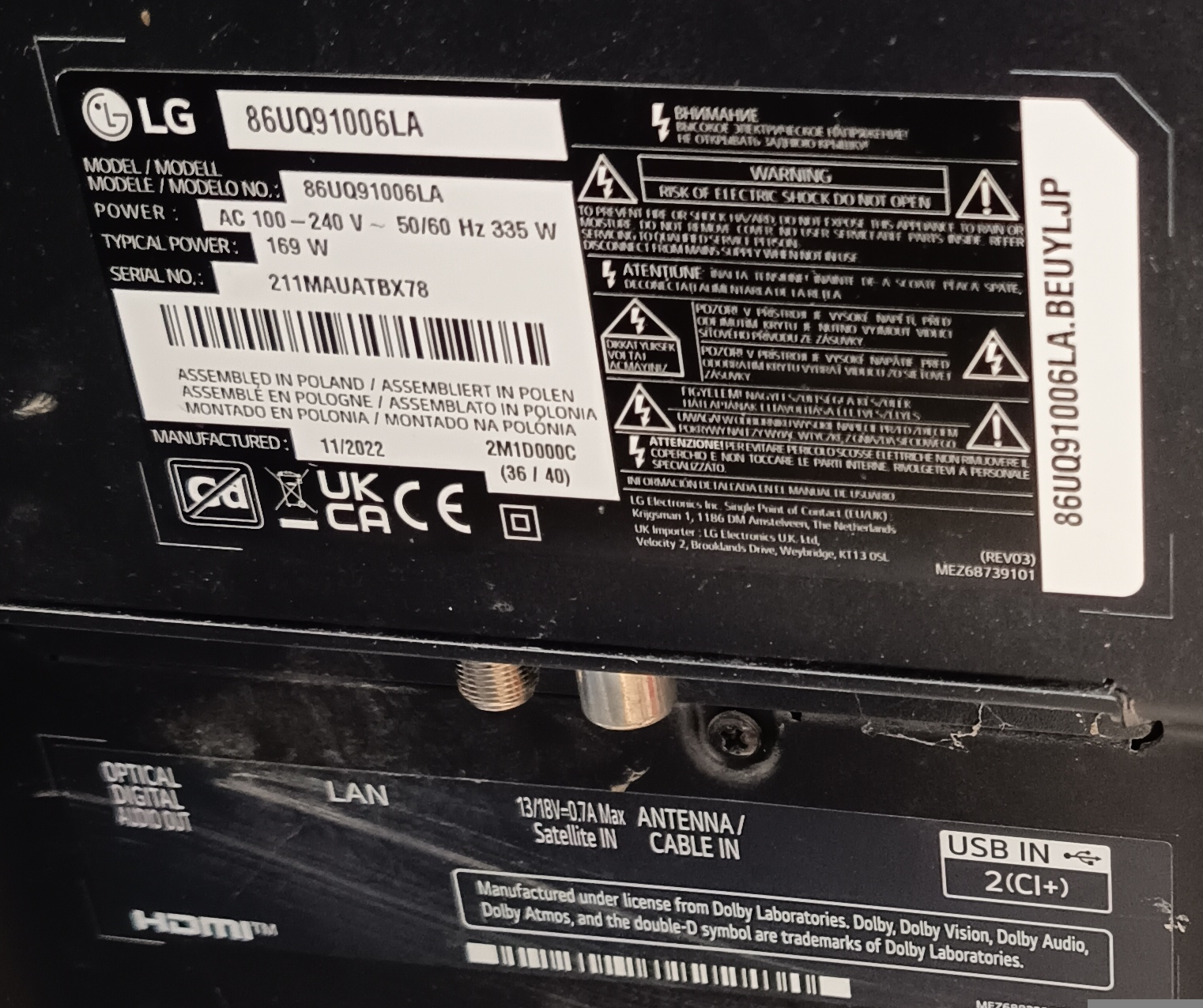 Téléviseur LG UHD 4K 86 pouces comme neuf - Miniature 5