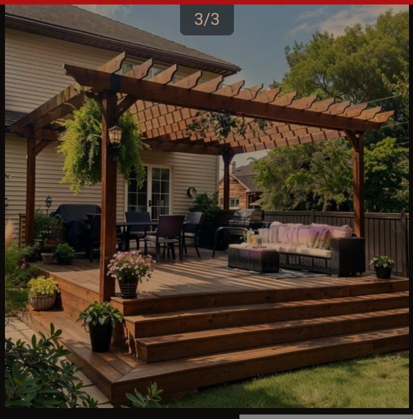 Pergola adossable en bois 4x3m NEUF - Miniature 2