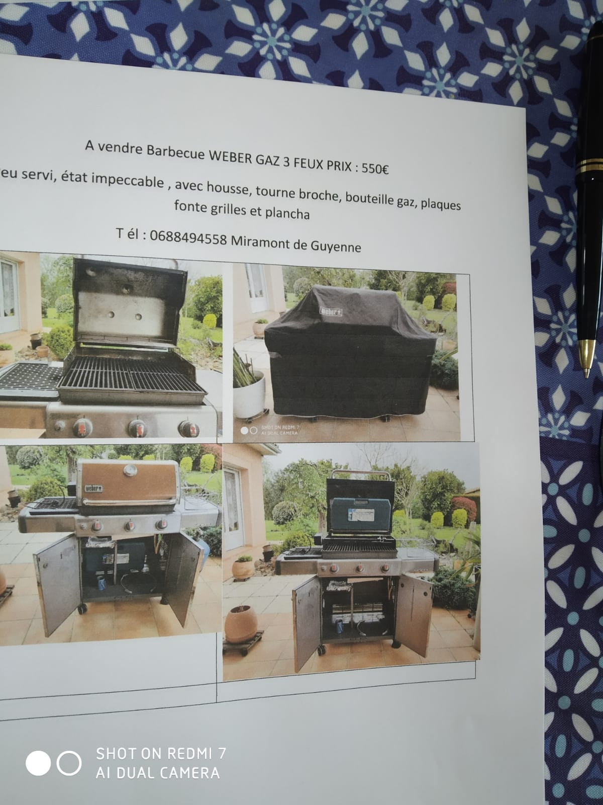 A vendre Barbecue gaz 3feux tourne broche