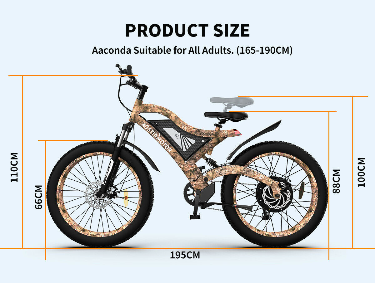 Ebike 26" 1500W Electric Bike Mountain Bicycle 48V/15Ah Battery Fat Tire E-bike
