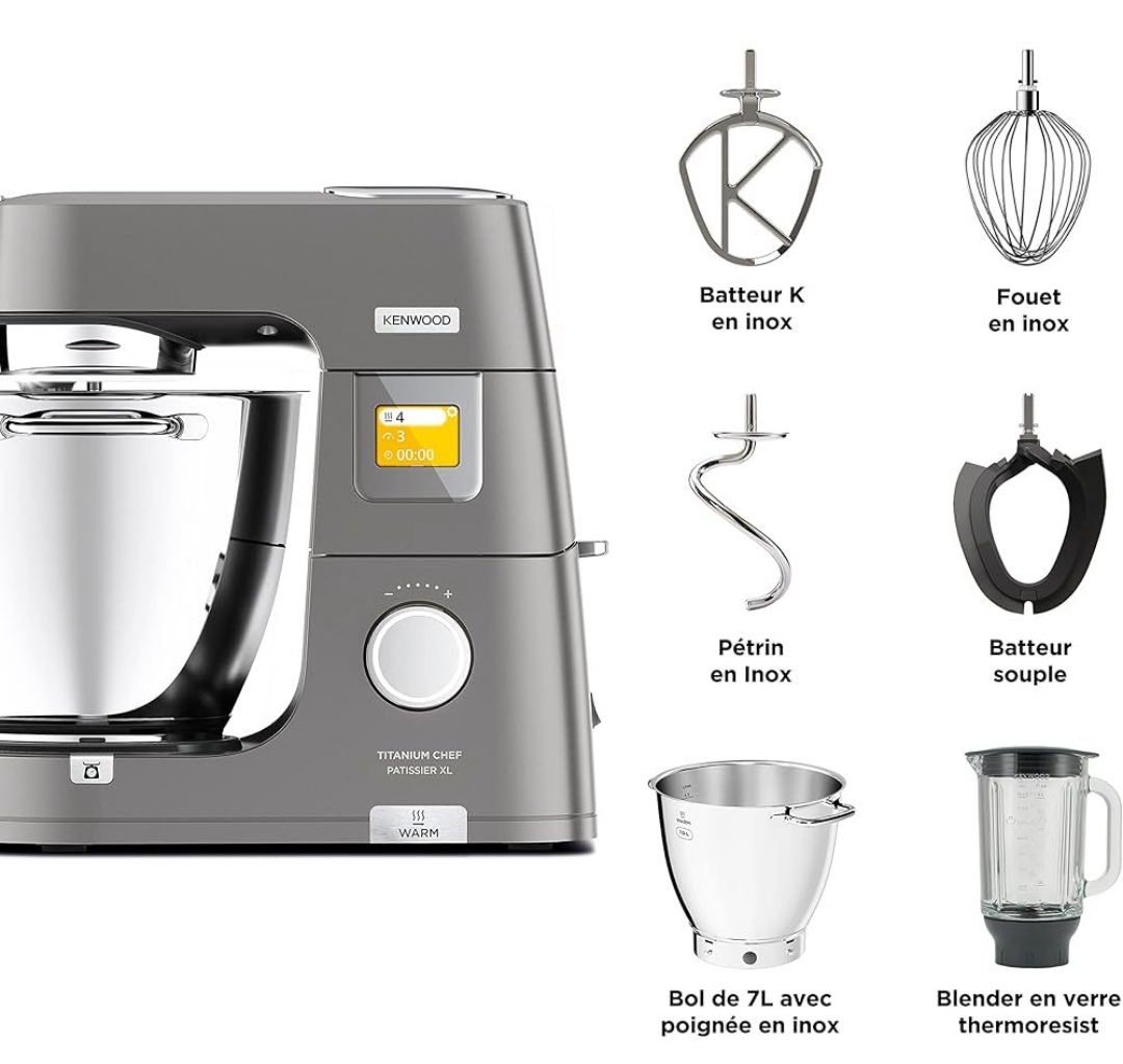 Robot multifonction Kenwood Titanium Chef Patissier XL neuf - Miniature 3