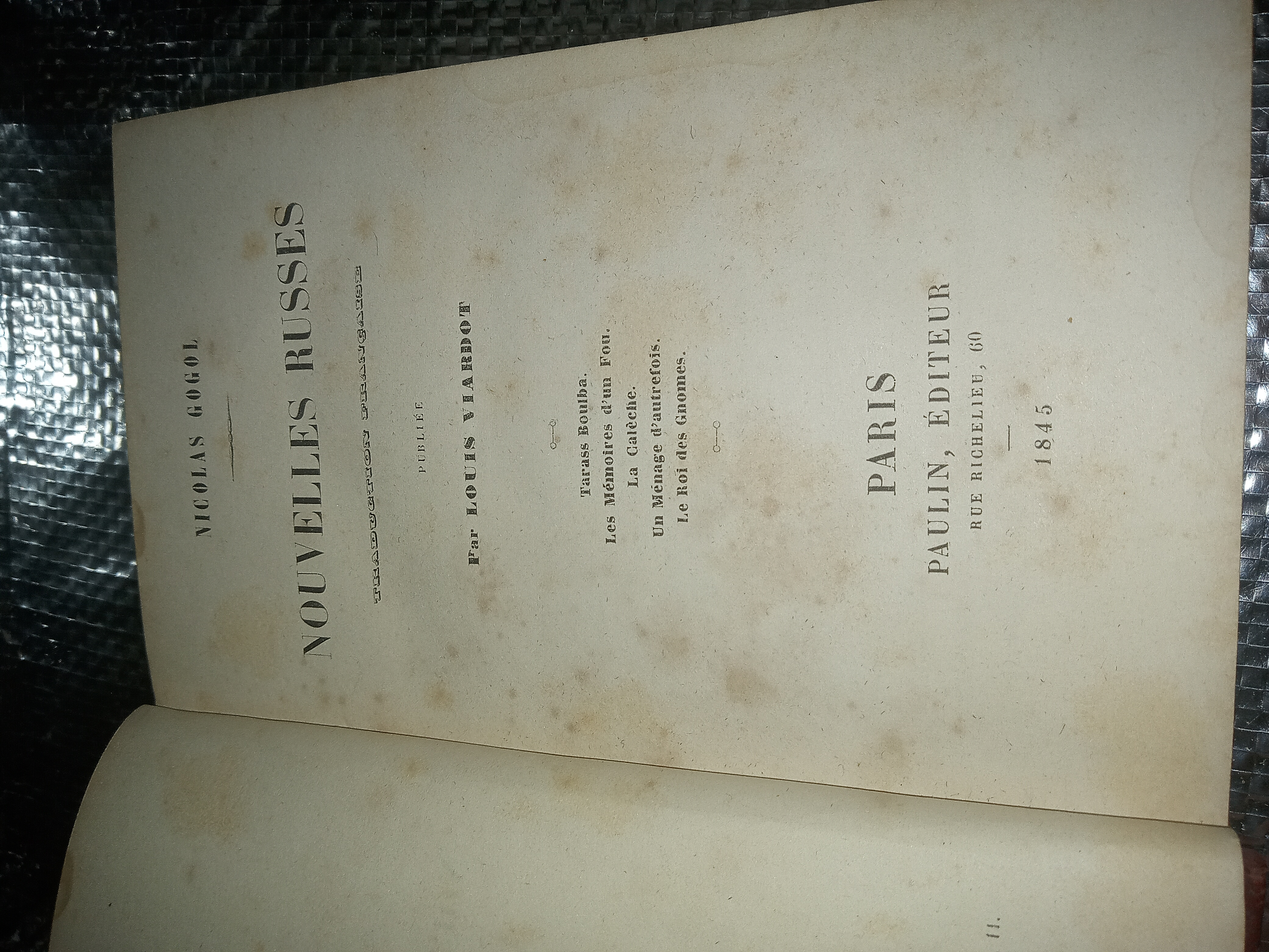 NICOLAS GOGOL 1845 livre exceptionnel une rareté qui vaut la peine
d'être