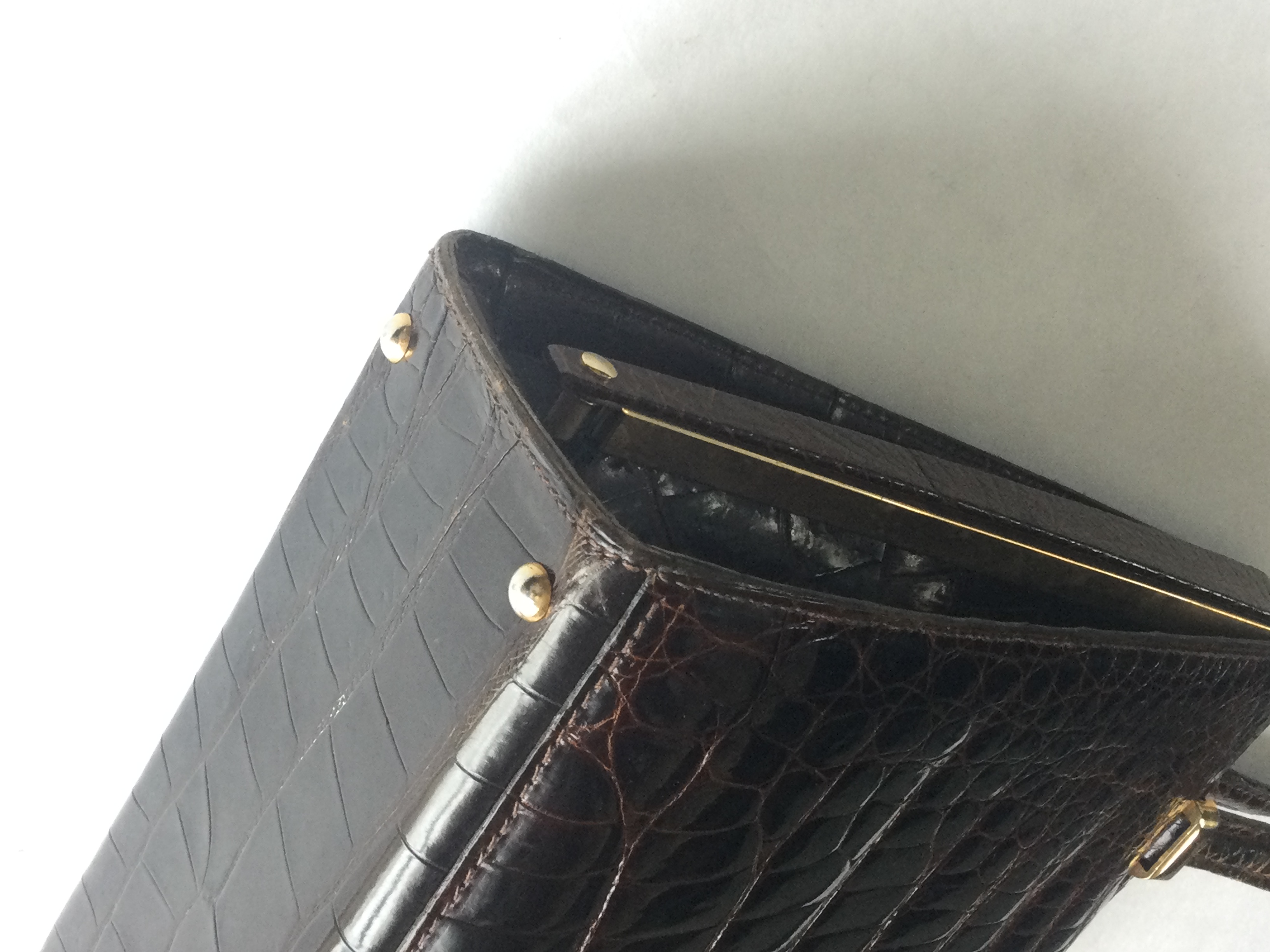 Superbe Sac vintage 40/50 en Crocodile véritable