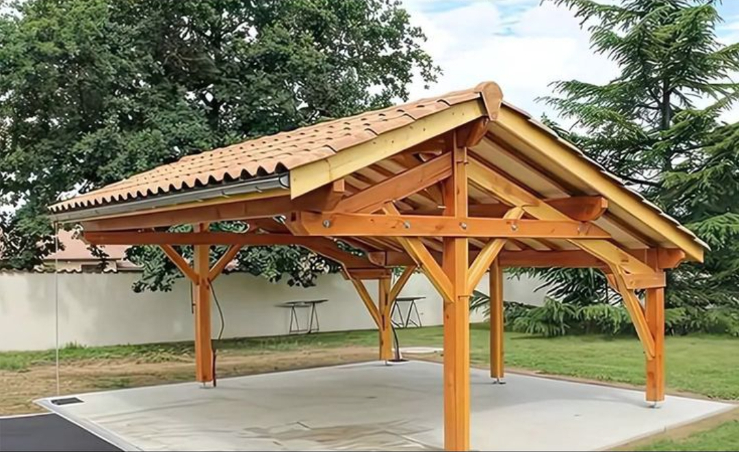 Carport en bois 5x6m pour 2 véhicules Neuf